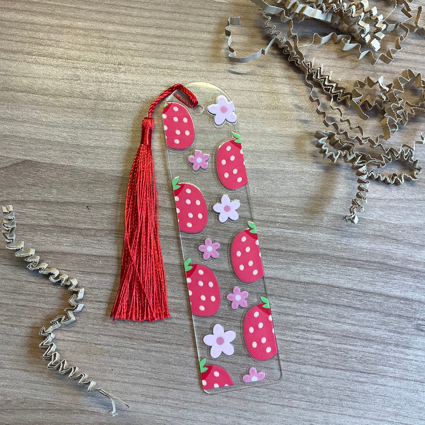 Acryl boekenlegger ‘aardbei’