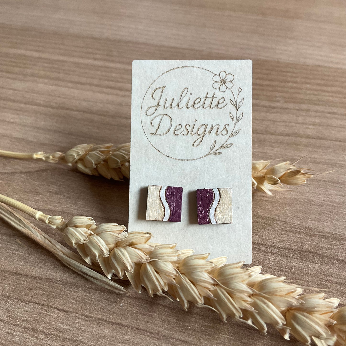 Oorstekers square - bordeaux/wit 2