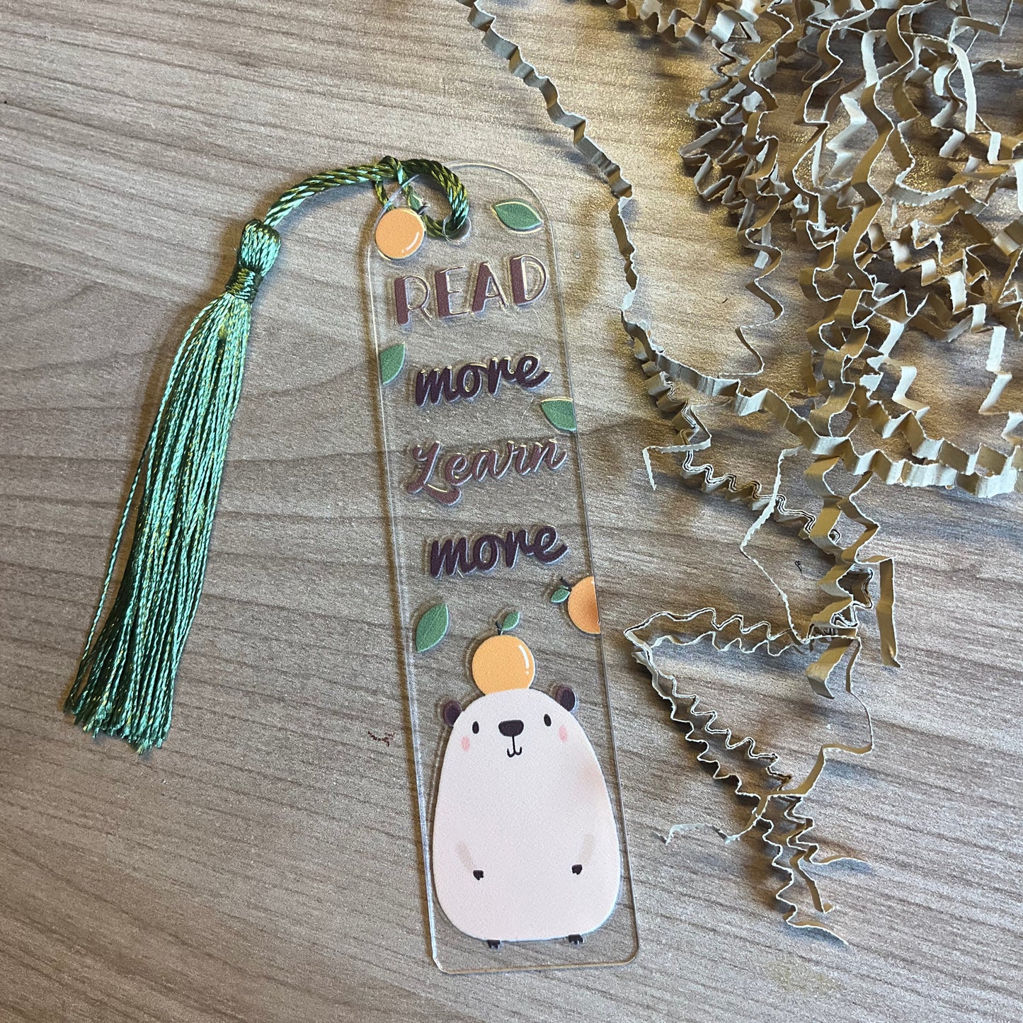 Acryl boekenlegger ‘Read more, learn more’