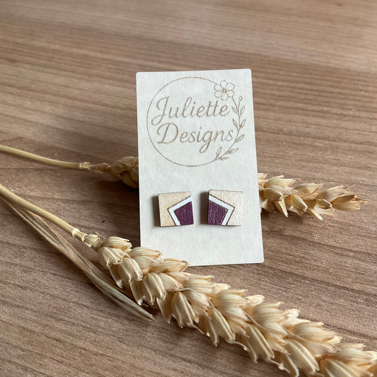 Oorstekers square - bordeaux/wit